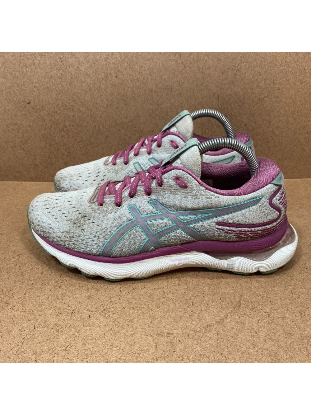 Asics Gel Nimbus 24 Womens Running Shoes Size 9 Pink & Teal Athletic Footwear